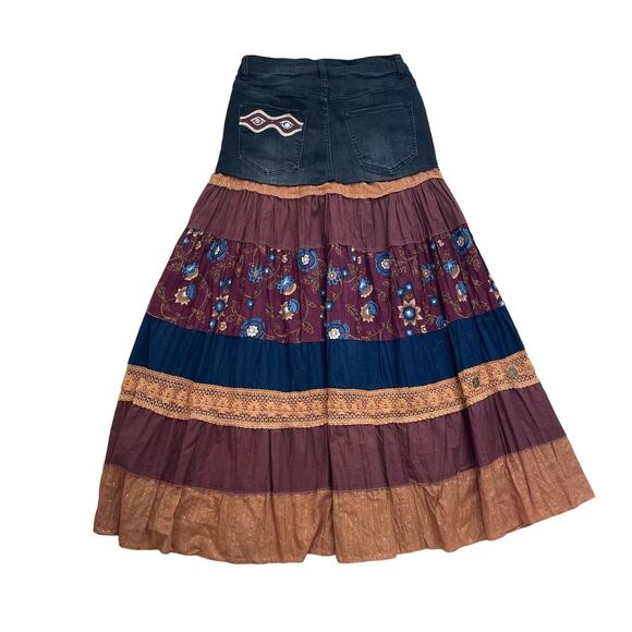 Bohme Reworked Handmade Denim Maxi Skirt Boho Women’s size medium - Picture 6 of 6